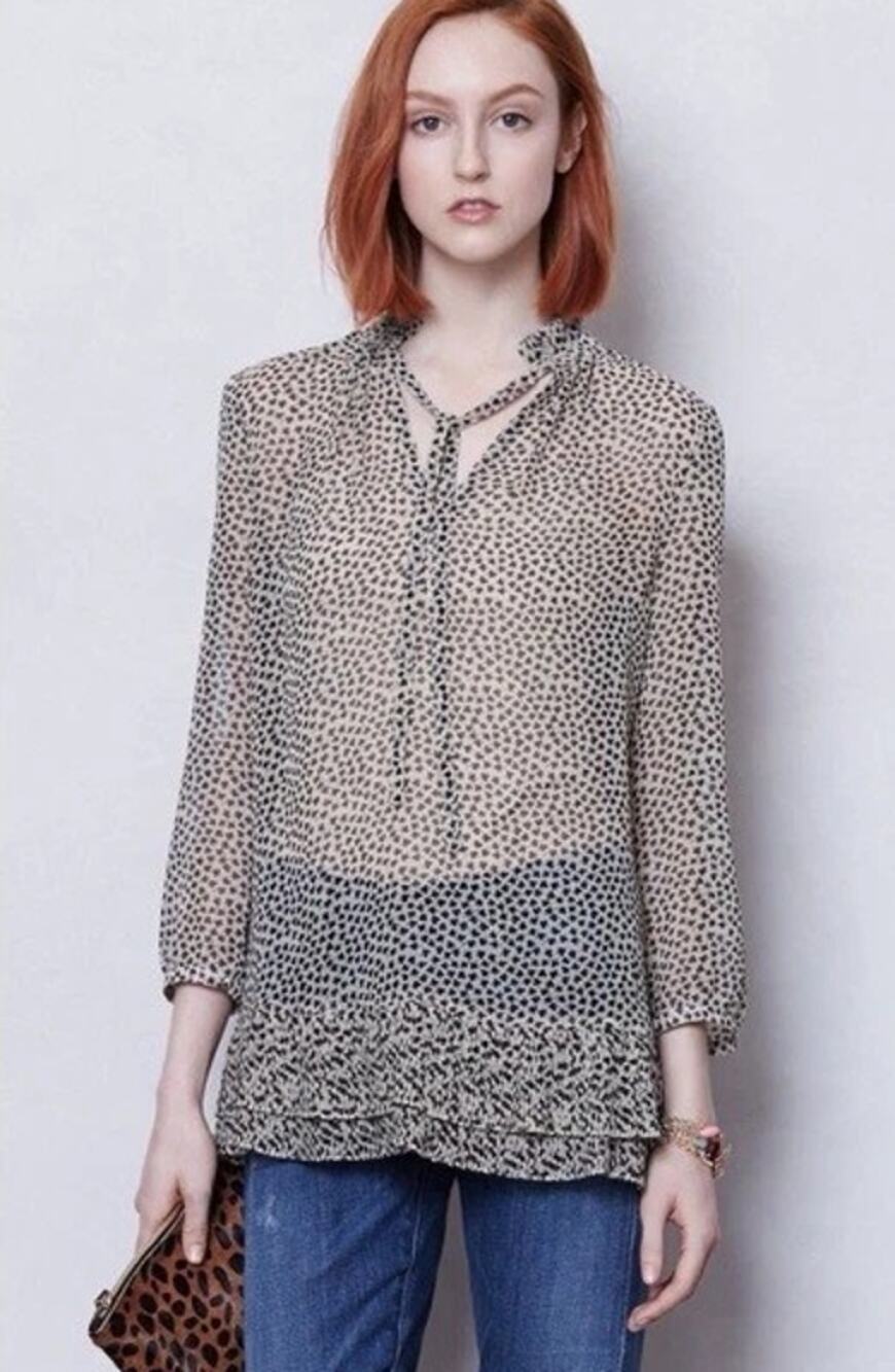 Portrait of a Girl Clover Valley Blouse Cream and Black Semi Sheer Women's 0